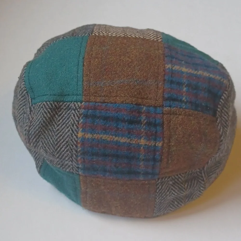 Patchwork Tweed Flat Cap - Green and Brown